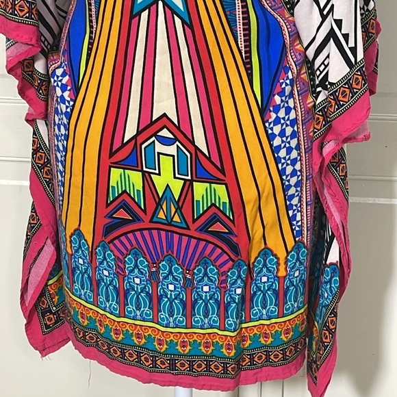 Flying Tomato Women's Aztec Print Cold Shoulder Tunic Top Mini Dress Sz M - Picture 9 of 12